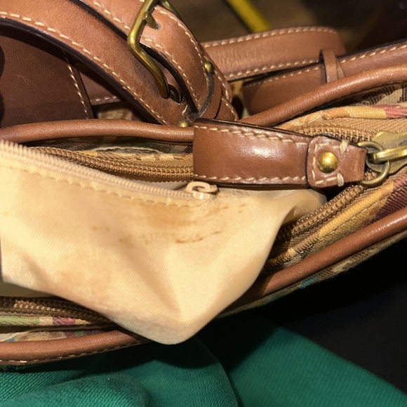 Fossil‎ Shoulder Bag Brown Leather Monogram and Striped Canvas - Picture 15 of 15